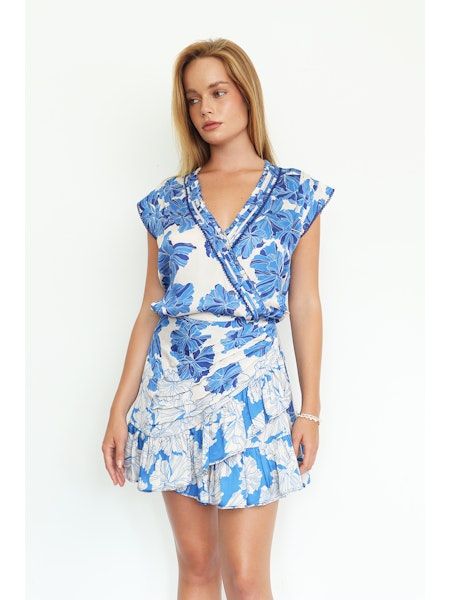 POUPETTE ST BARTH MINI DRESS ESTELLE VS BLUE FLOWER BUNCH