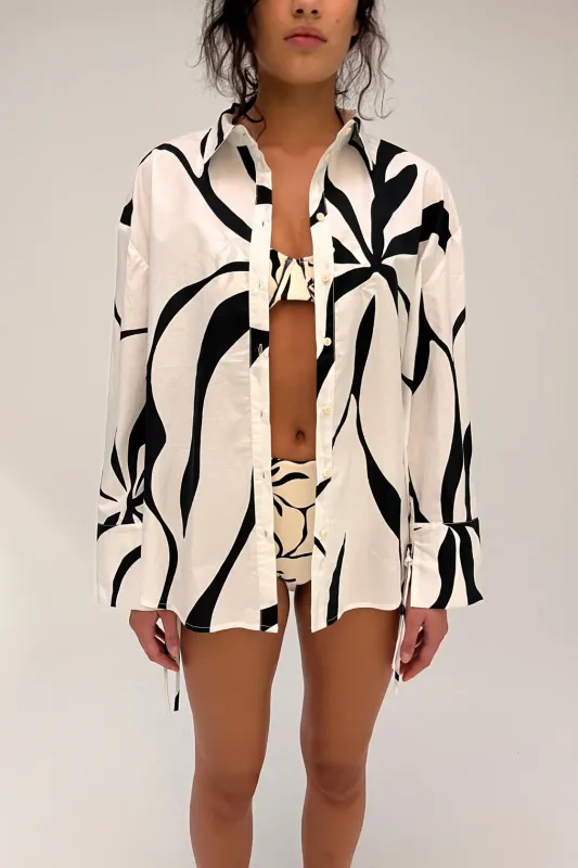 ZULU &amp; ZEPHYR COTTON SHIRT CLREAM FLOWER