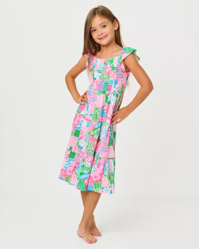 LILLY PULITZER MINI JILLY MIDI DRESS MULTI CRAZY QUILT