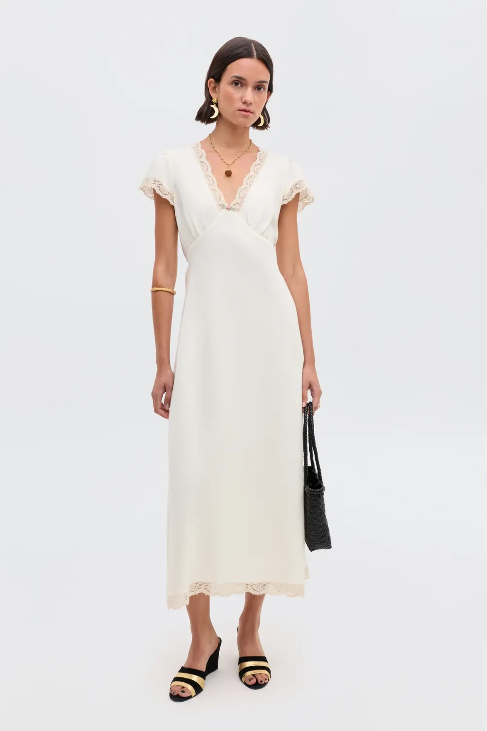 Rixo Clarice Dress Cream Linen