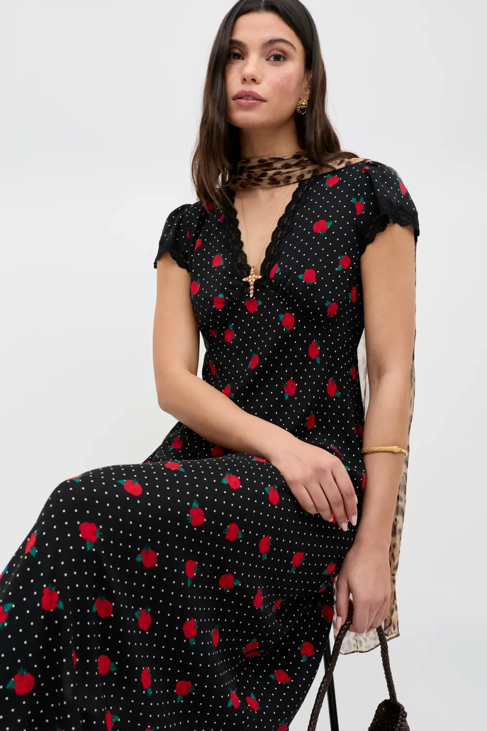 Rixo Clarice Dress Rose Spot