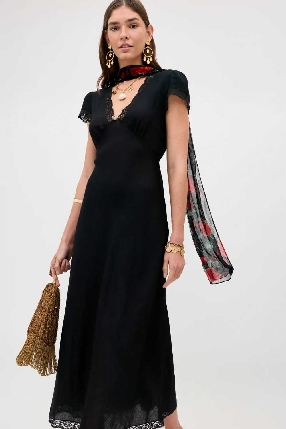 Rixo Clarice Dress Black Linen