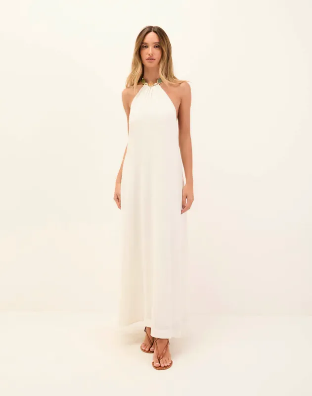 VIX AIDEN DETAIL LONG DRESS - OFF WHITE