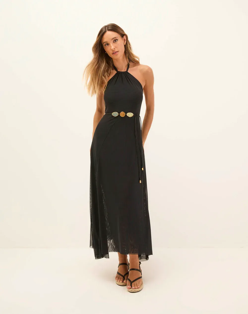 VIX LELIA DETAIL LONG DRESS - BLACK