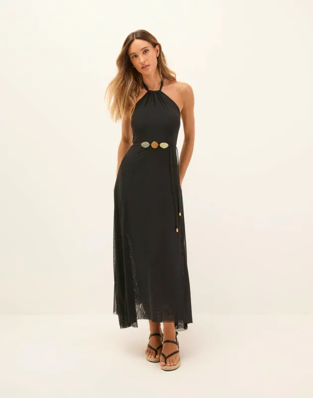 VIX LELIA DETAIL LONG DRESS - BLACK