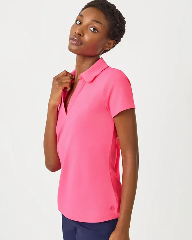 Lilly Pulitzer UPF 50+ Luxletic Frida Scallop Polo Cherry Blossom Pink