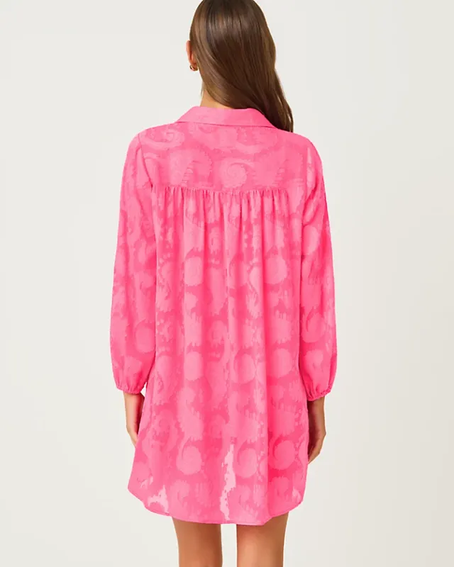 Lilly Pulitzer Sadira Clip CoverupCherry Blossom Pink Tangerine Dream Poly Clip Jacquard