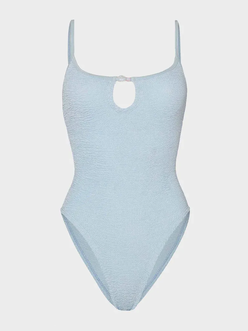 HUNZA G MIA BEADED SWIM  METALLIC ICE BLUE