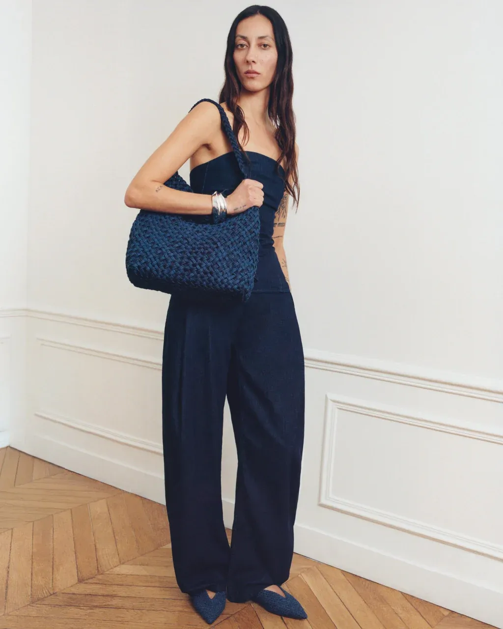 NAGHEDI MEDIUM HOBO DOUBLE WEAVE DENIM