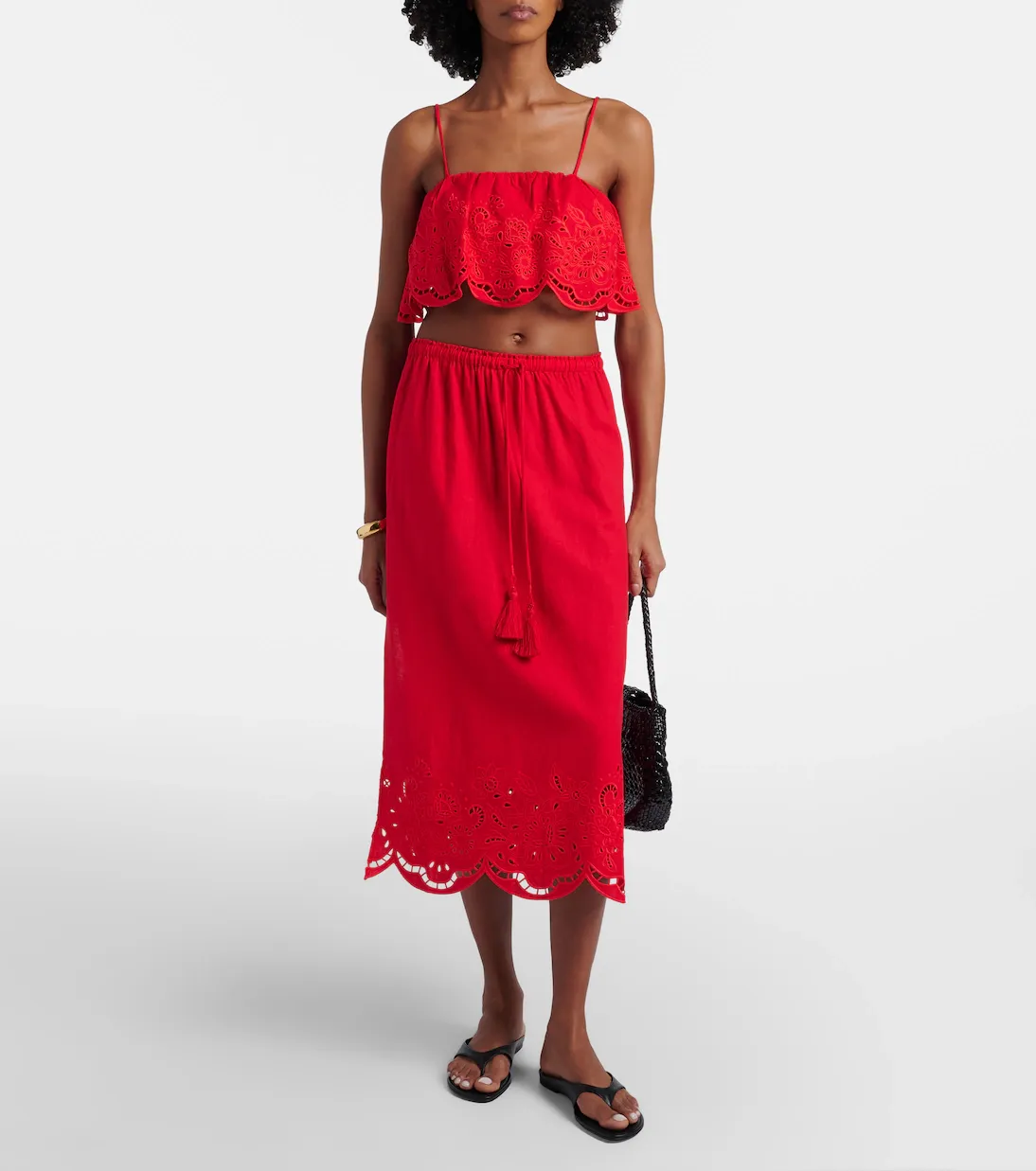 FARM RIO TROPICAL EMBROIDERY RED BLOUSE