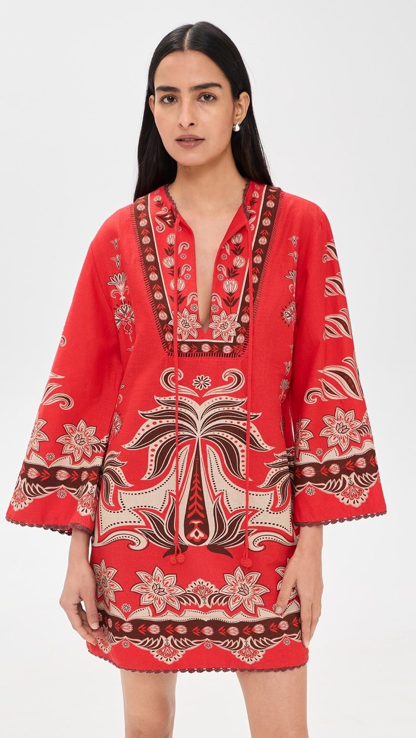 FARM RIO AINIKA GARDEN RED MINI DRESS