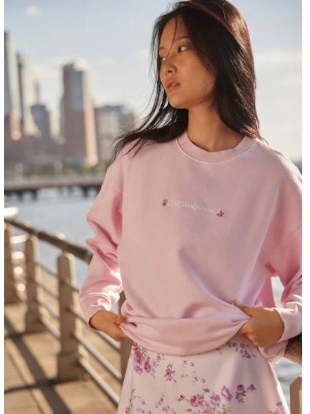 LOVE SHACK FANCY PALO PULLOVER POWDER PINK