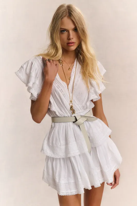 LOVE SHACK FANCY GWEN DRESS WHITE