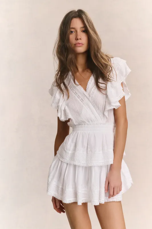 LOVE SHACK FANCY GWEN DRESS WHITE