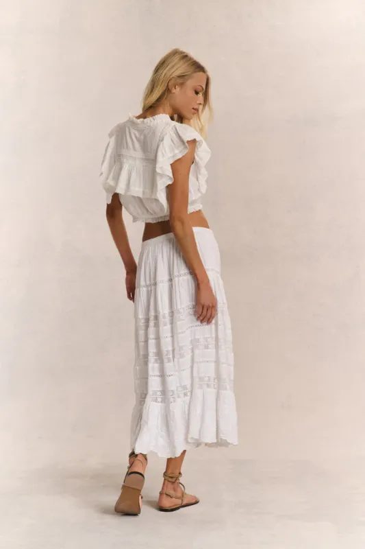 LOVE SHACK FANCY DONNA SKIRT WHITE