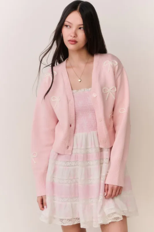 LOVE SHACK FANCY FRANCETTE CARDIGAN PETAL MERINGUE