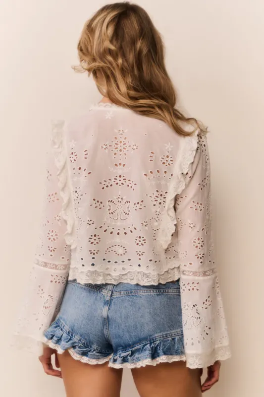 LOVE SHACK FANCY HAWTHORN TOP WHITE