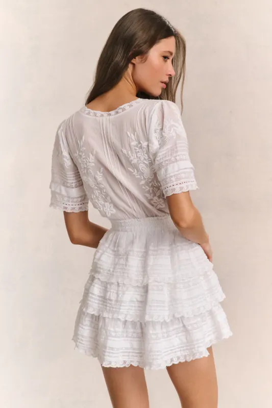 LOVE SHACK FANCY QUINCY DRESS WHITE