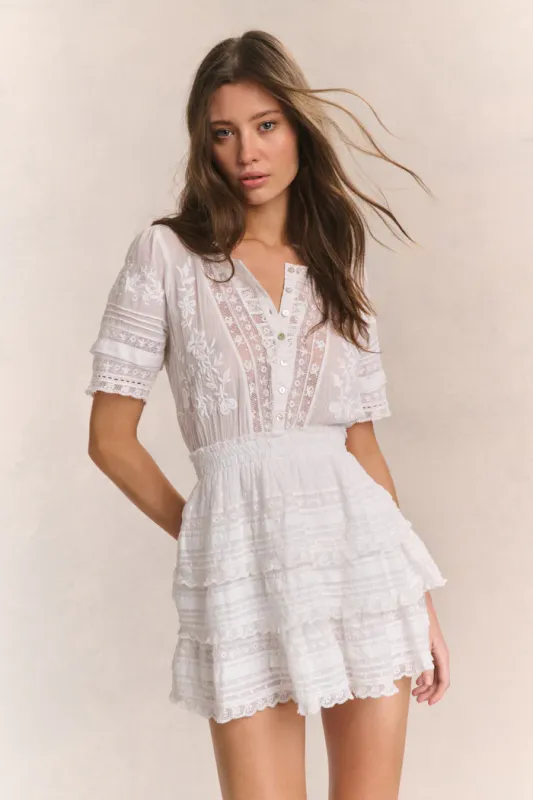 LOVE SHACK FANCY QUINCY DRESS WHITE