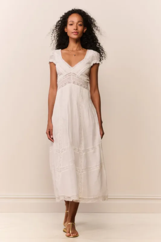 LOVE SHACK FANCY SUVI DRESS WHITE