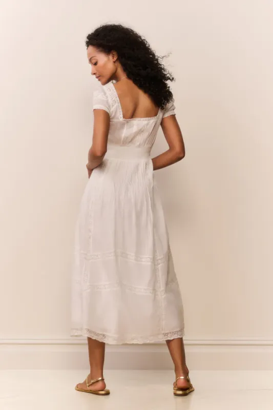 LOVE SHACK FANCY SUVI DRESS WHITE