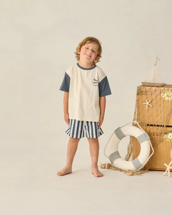 RYLEE &amp; CRU BOARDSHORT NAVY STRIPE