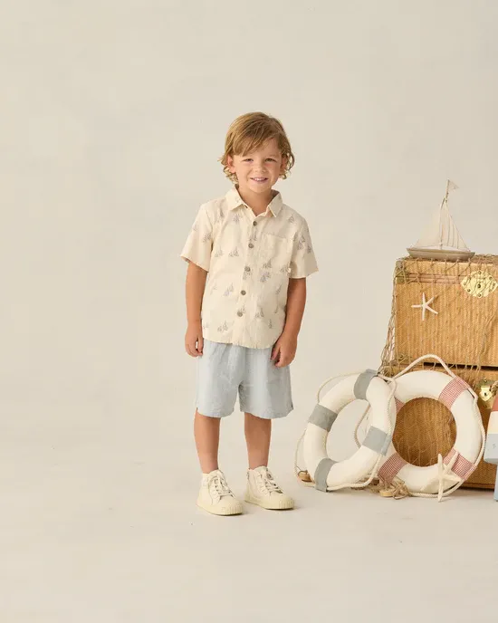 RYLEE &amp; CRU PERRY SHORT HEATHERED LIGHT BLUE