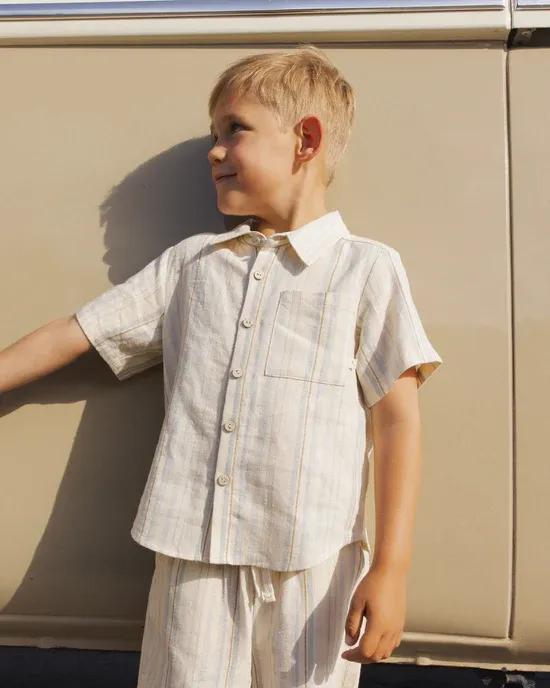 RYLEE &amp; CRU COLLARED SHORT SLEEVE SHIRT SEA STRIPE