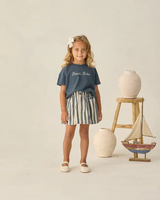 RYLEE &amp; CRU DENIM MINI SKIRT NAVY STRIPE