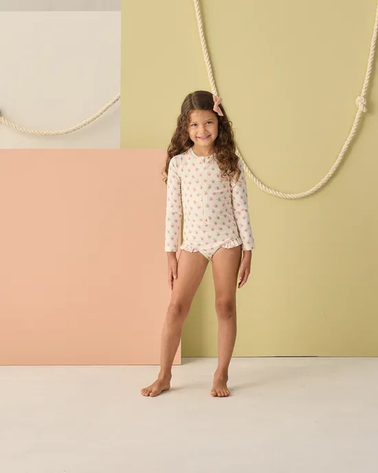 RYLEE &amp; CRU RASHGUARD ONE-PIECE PEACHES