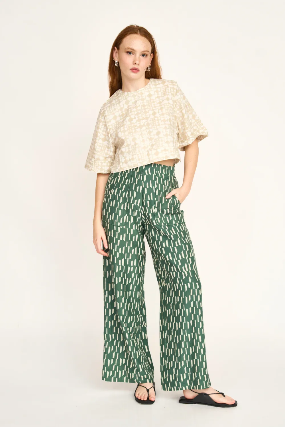 Mirth Cropped Field Top in Sandcastle
