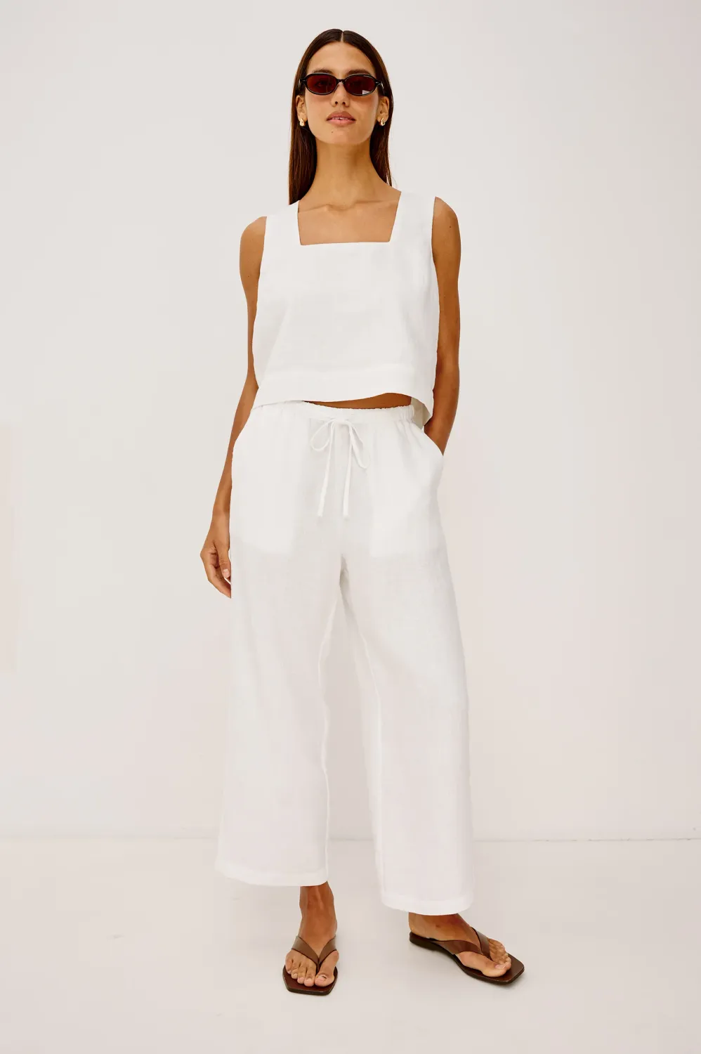 RAILS EMMIE CROP WHITE LINEN