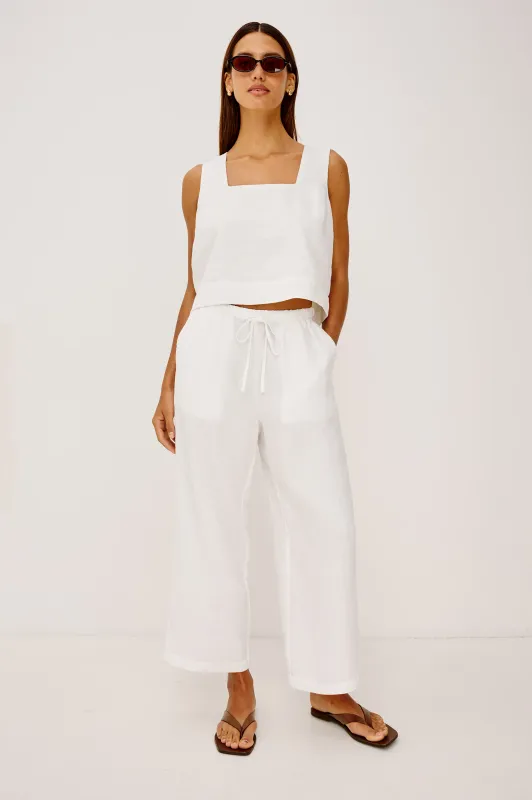 RAILS EMMIE CROP WHITE LINEN