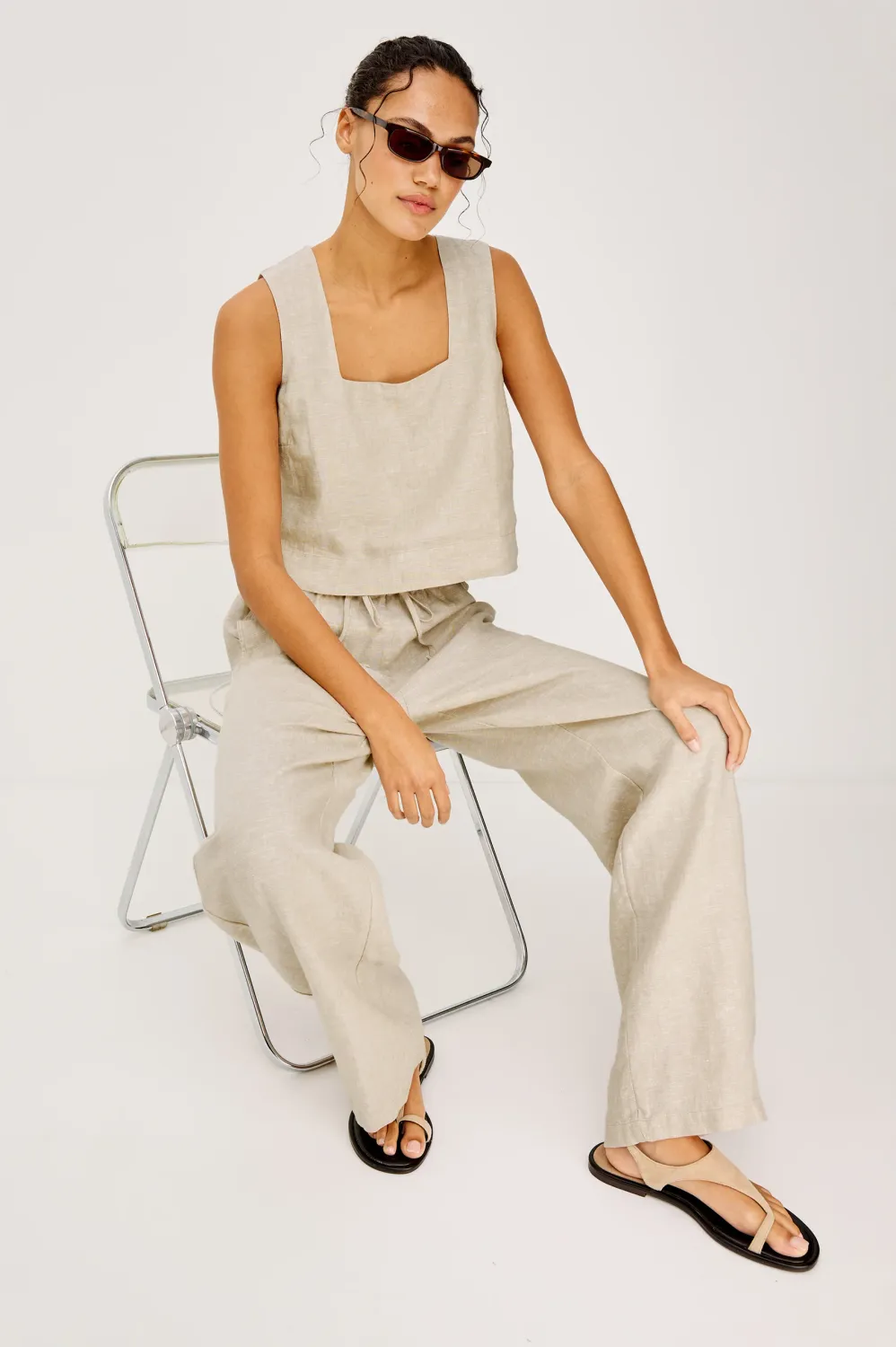 RAILS EMMIE CROP HEATHERED FLAX