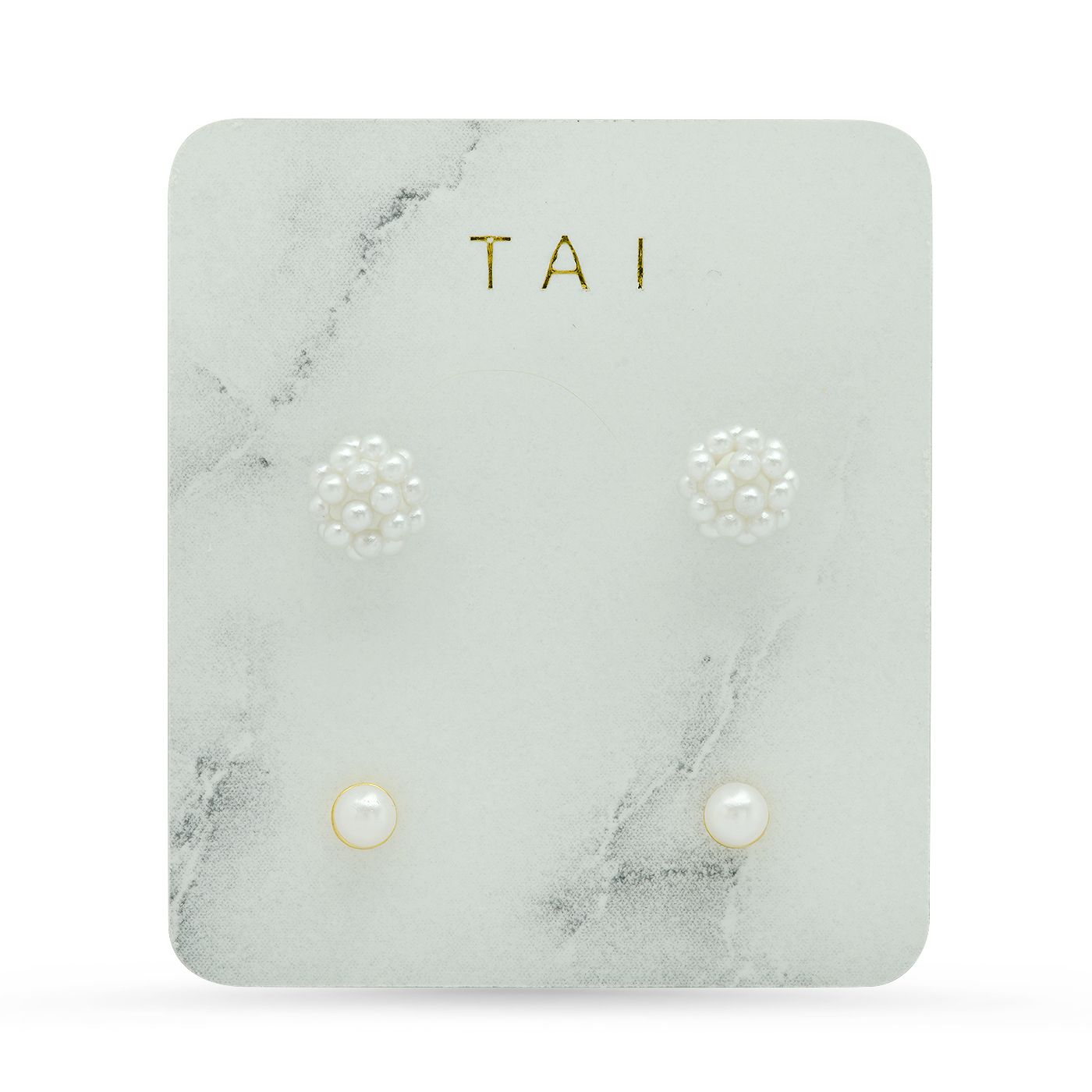 Tai Set of 2 Pearl Ball Studs Pearl