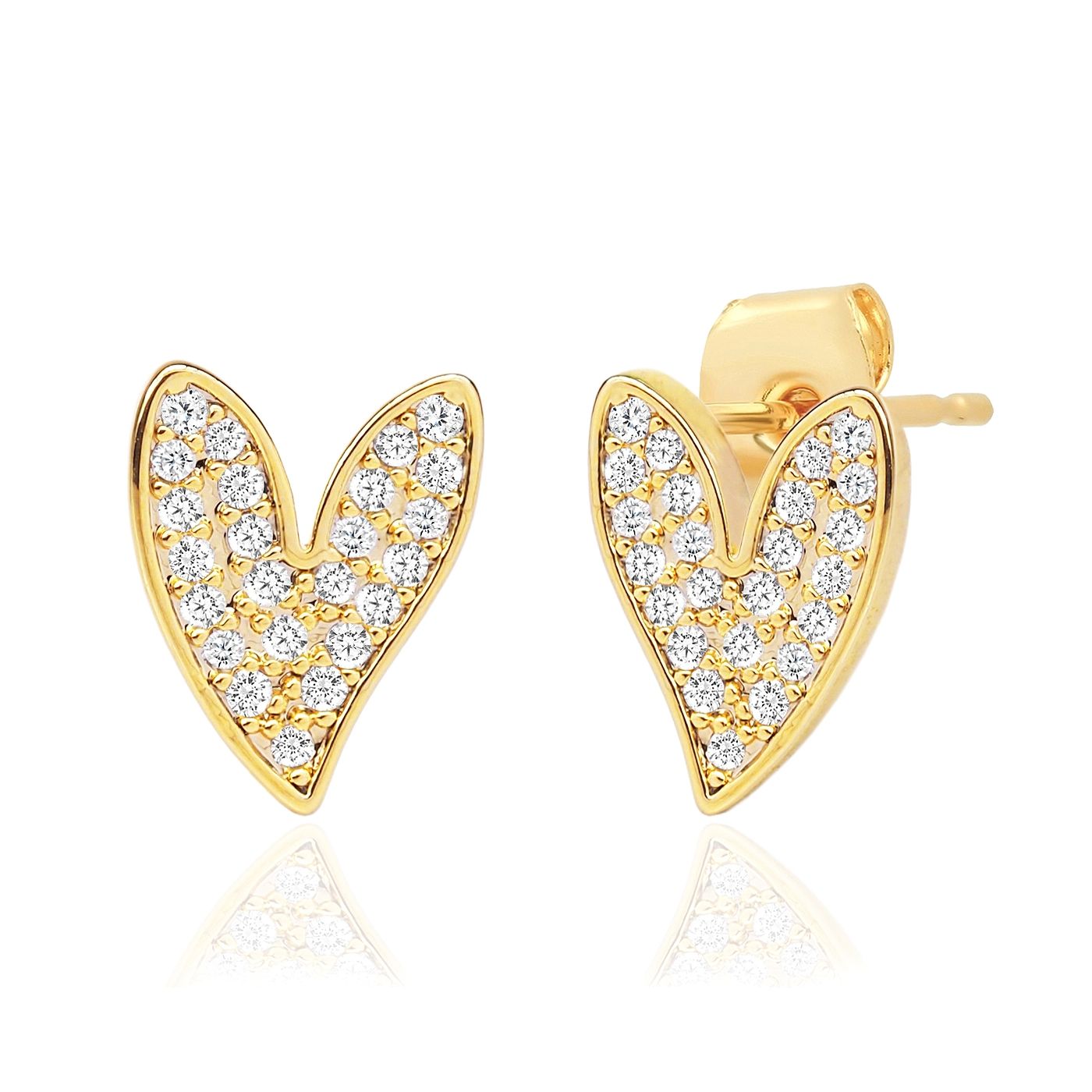 Tai Pave Asymmetrical Heart Studs Gold