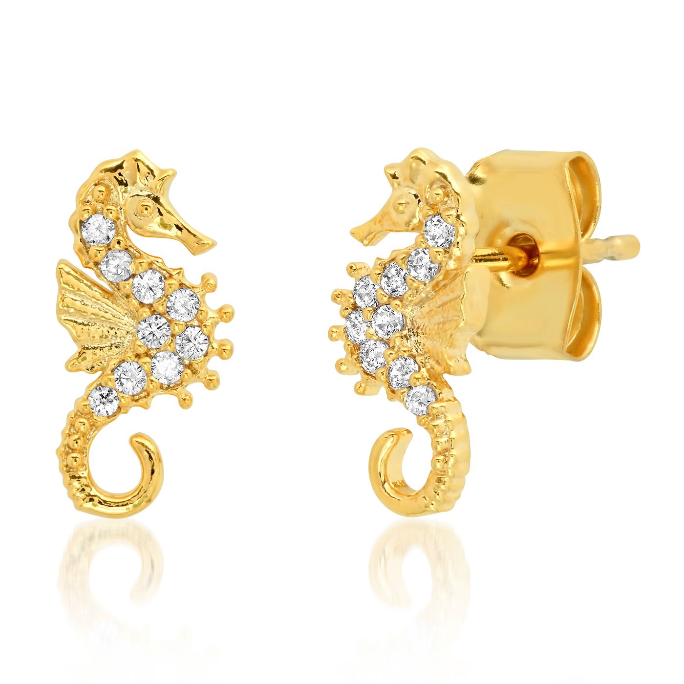 Tai CZ Seahorse Stud Gold