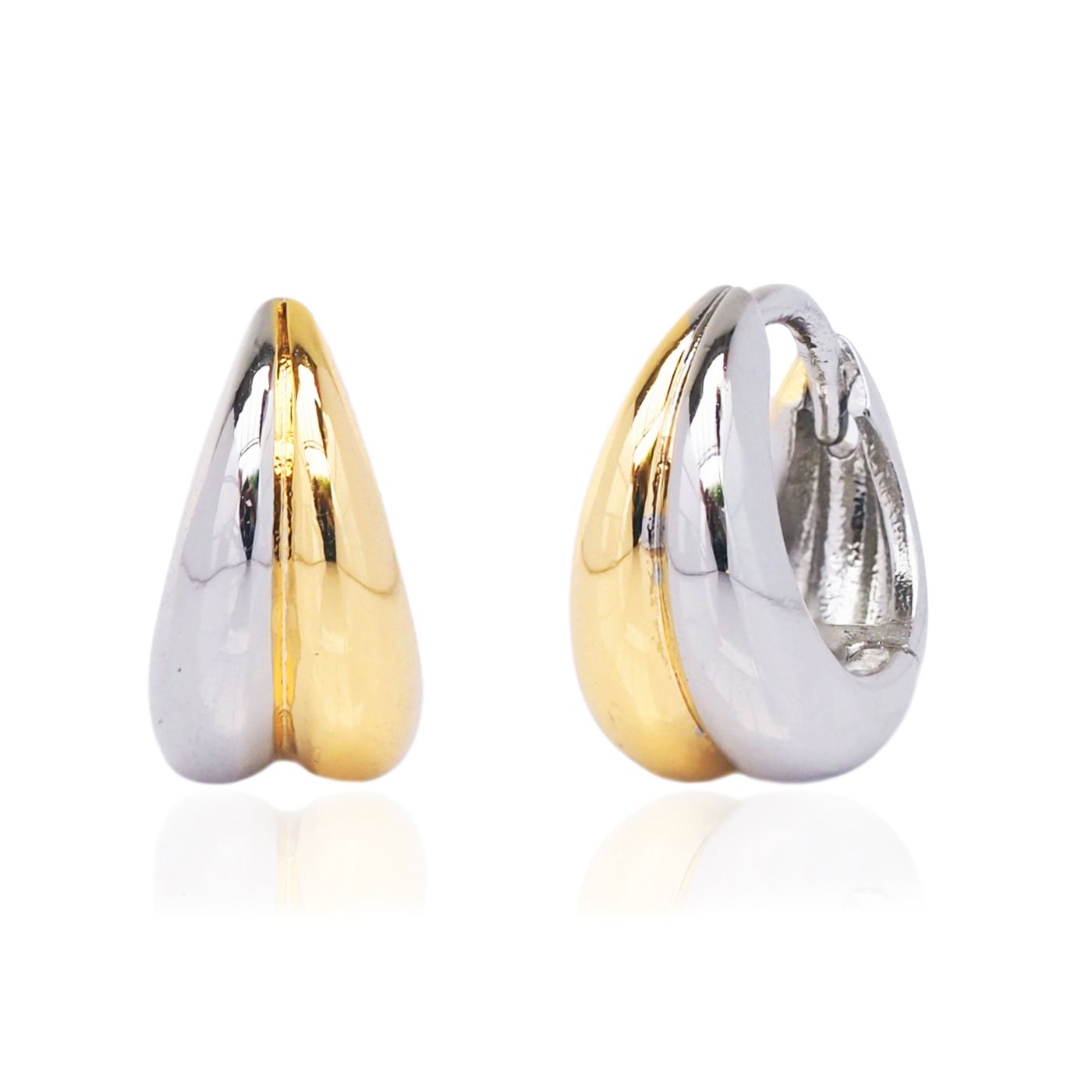 Tai Two Tone Small Side by Side Drop Click Huggies Gold