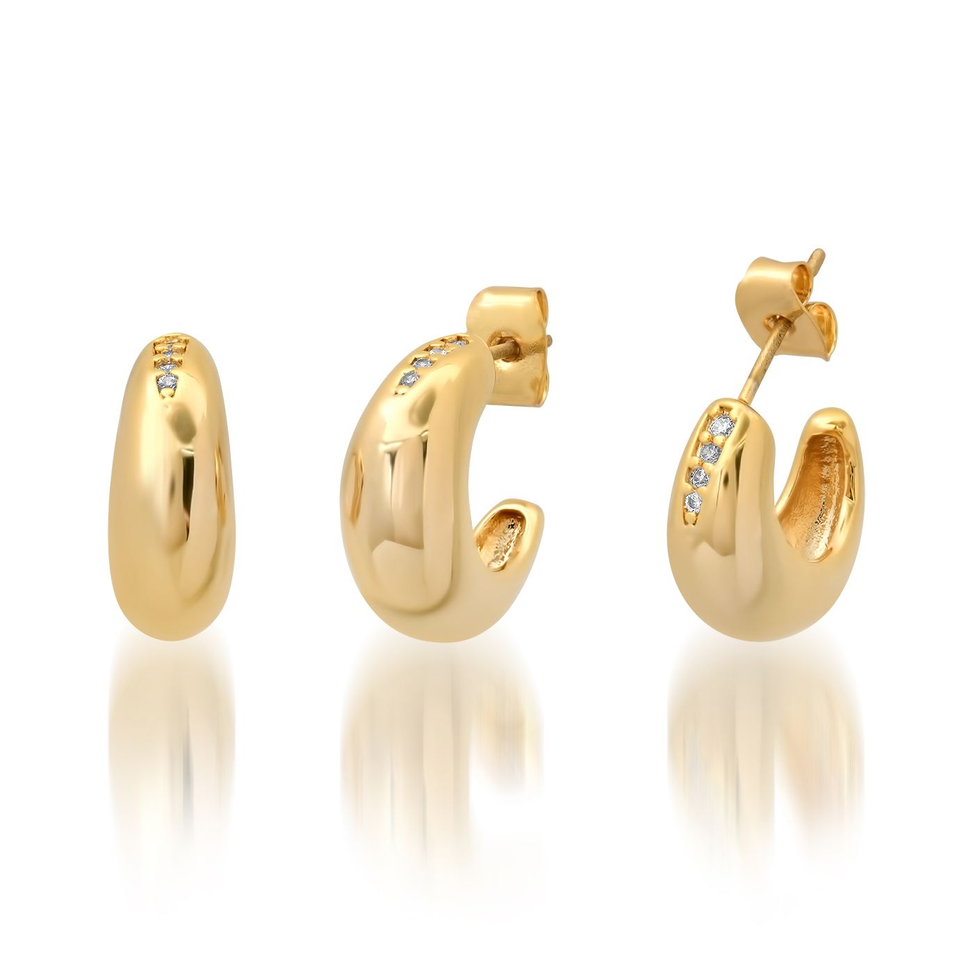 Tai Gold Teardrop Huggie with Pave CZ Accent Gold