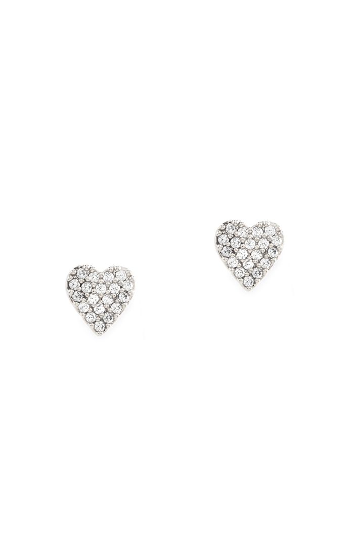 Tai Cz Heart Stud Earrings Silver