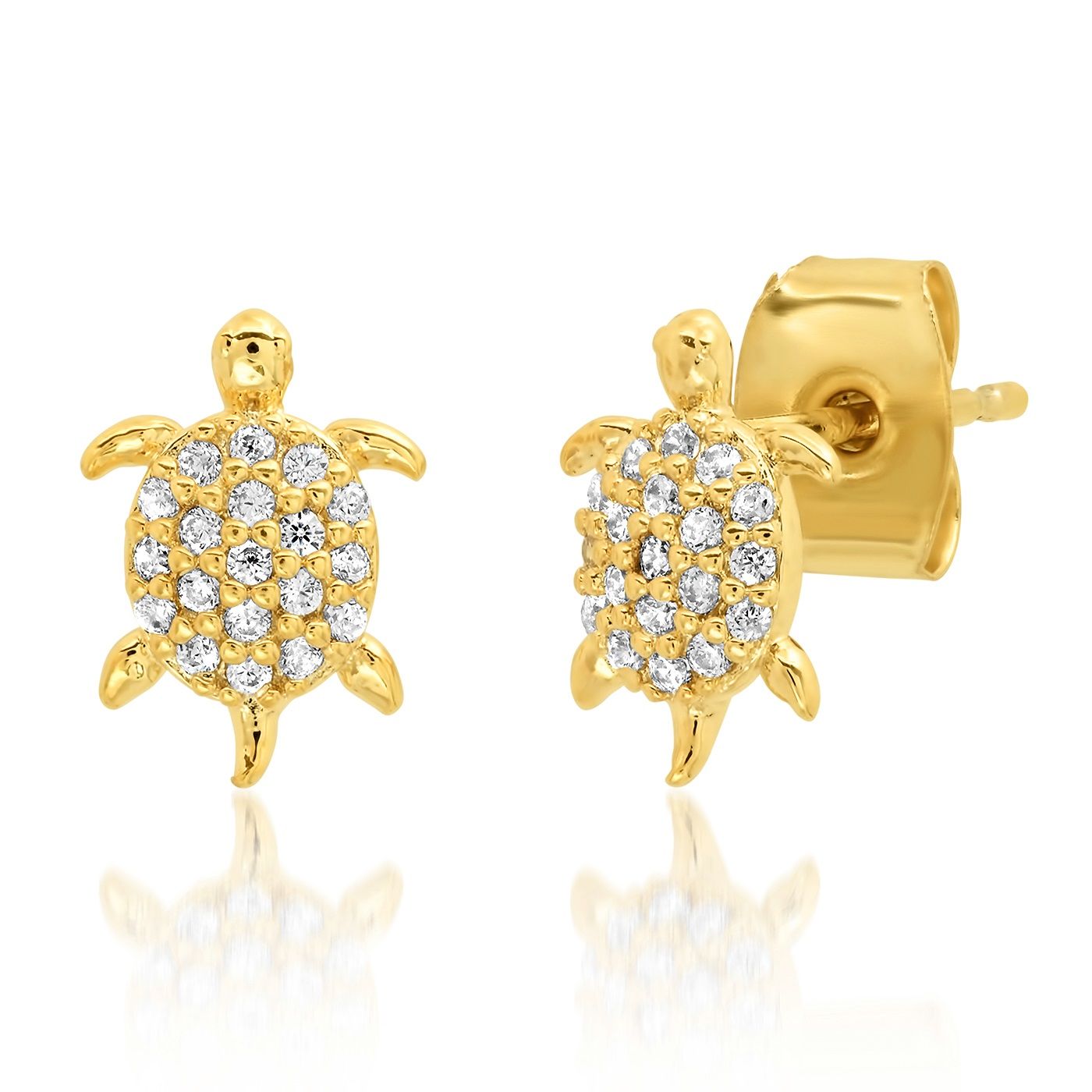 Tai Pave CZ Turtle Studs  Gold