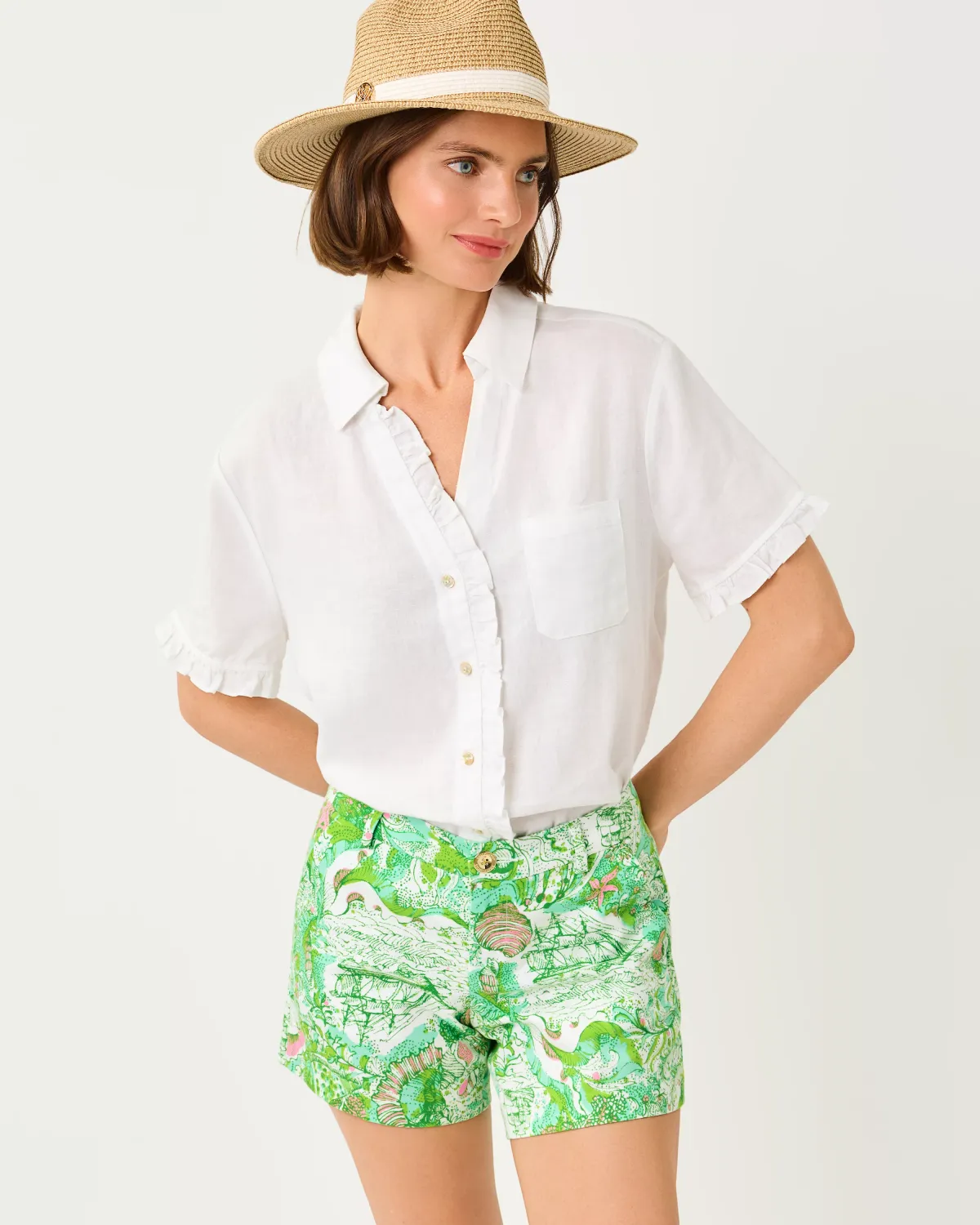 Lilly Pulitzer Carden Ruffle Top Resort White