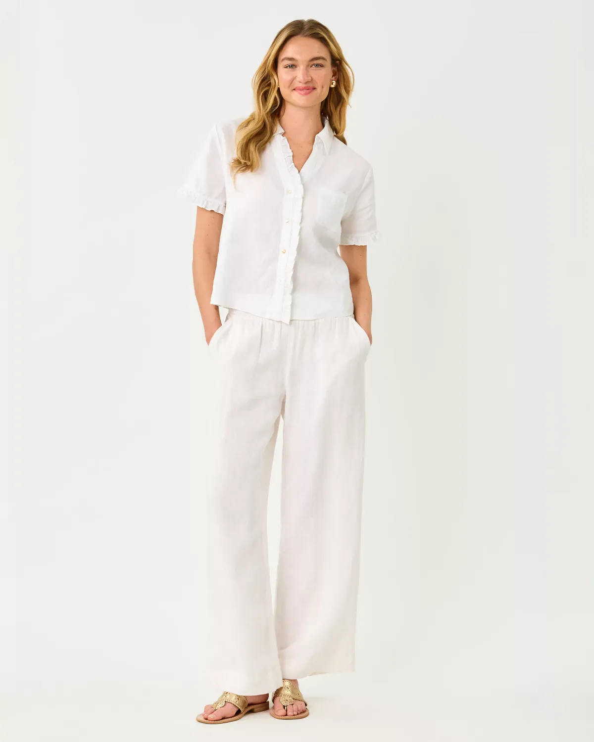 Lilly Pulitzer Mirabella Linen Palazzo Resort White