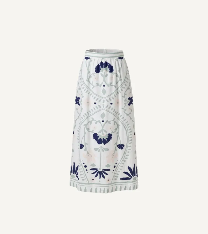 CLEOBELLA JULIET ANKLE SKIRT LILIANA BLUE SURF PRINT