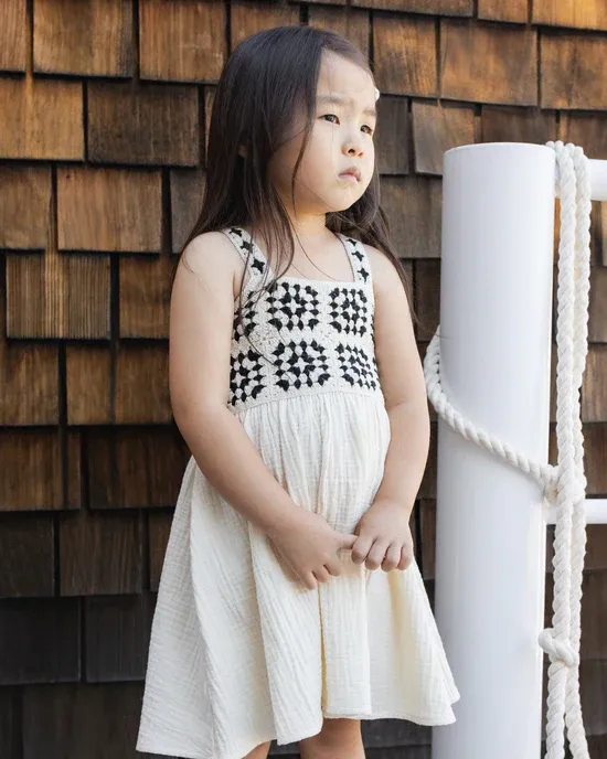RYLEE &amp; CRU CROCHET SUNDRESS ABSTRACT NATURAL
