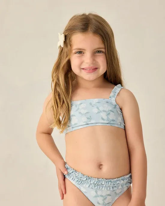 RYLEE &amp; CRU ROUCHED BIKINI HYDRANGEA LIGHT-BLUE
