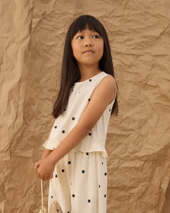 RYLEE &amp; CRU OCEANSIDE TOP POLKA DOT NATURAL