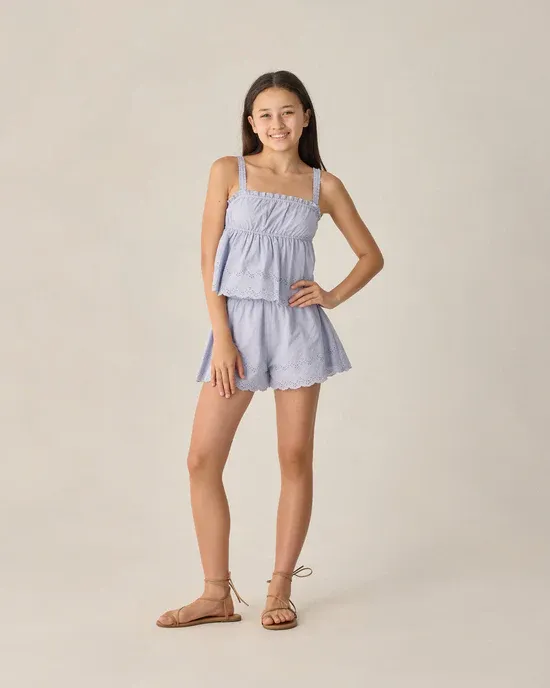 RYLEE &amp; CRU TEEN EYELET TANK BLOUSE PERIWINKLE
