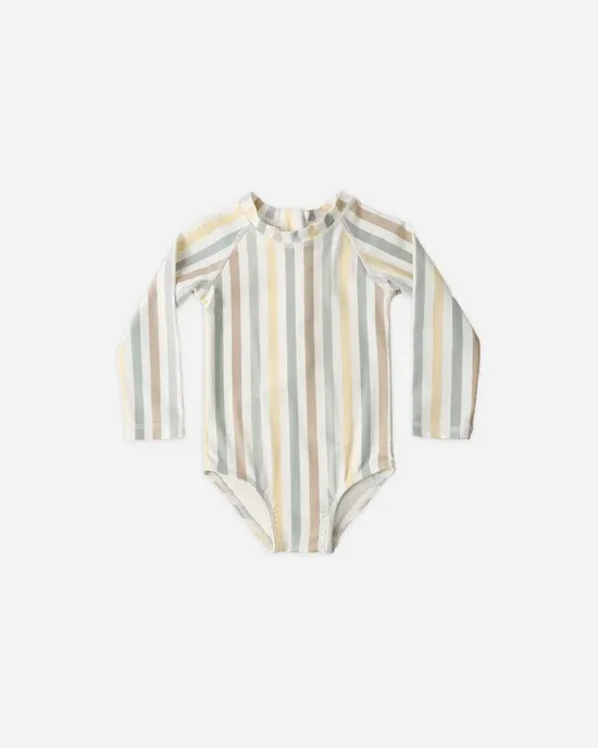 RYLEE &amp; CRU DELPHINE RASHGUARD ONE-PIECE VALENCIA STRIPE NATURAL