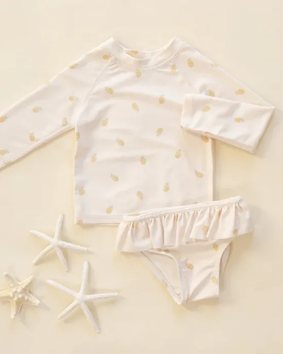 RYLEE &amp; CRU RASHGUARD GIRLS SET PINEAPPLE NATURAL